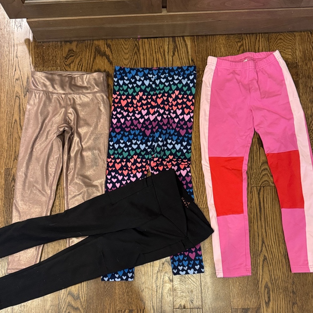 Hanna Andersson Kids Leggings Set - Gold, Black, Multicolor, Pink size 5/6